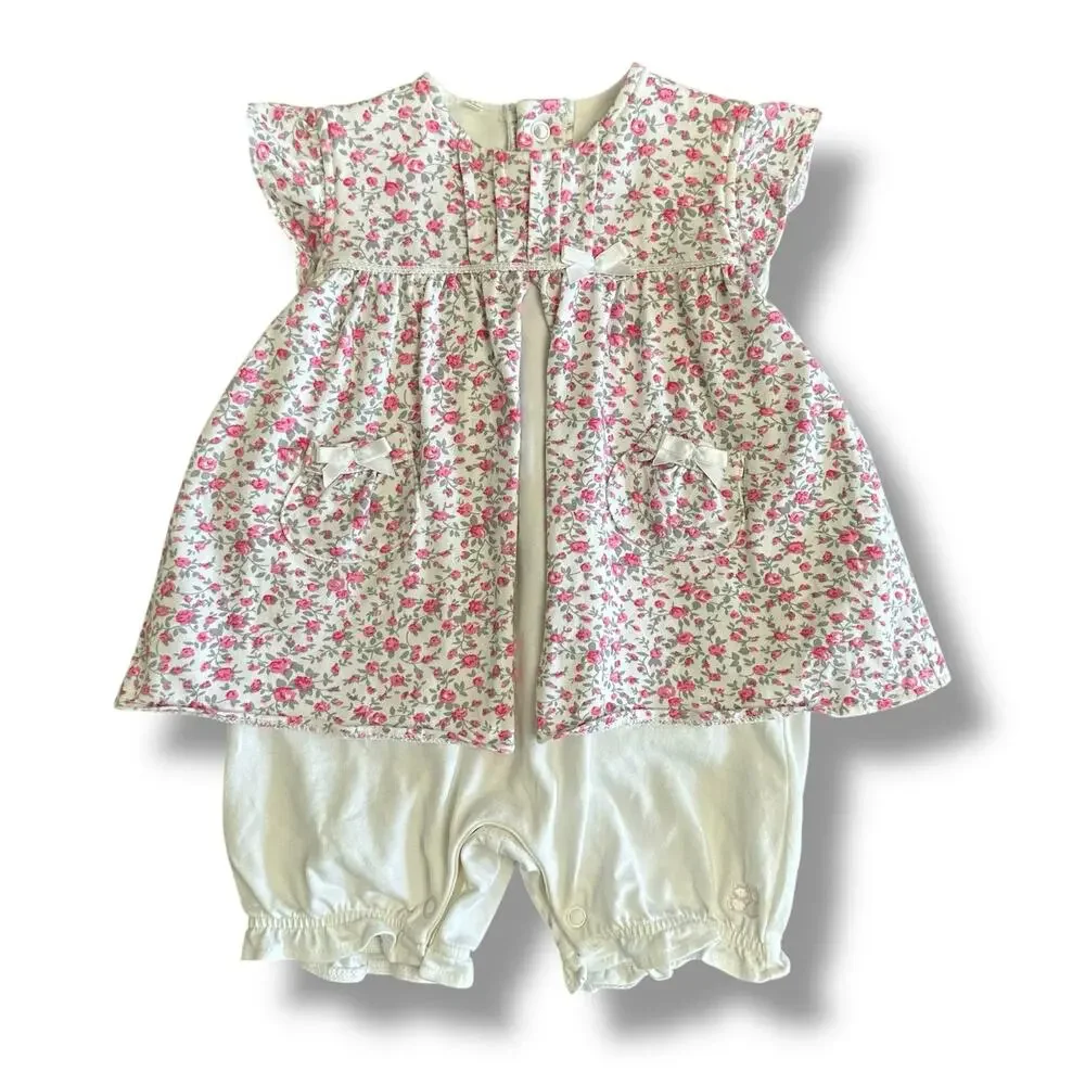 Émile et Rose Baby‎ Girl 2-in-1 Romper Dress Outfit 3M Pink Floral Cotton Blend